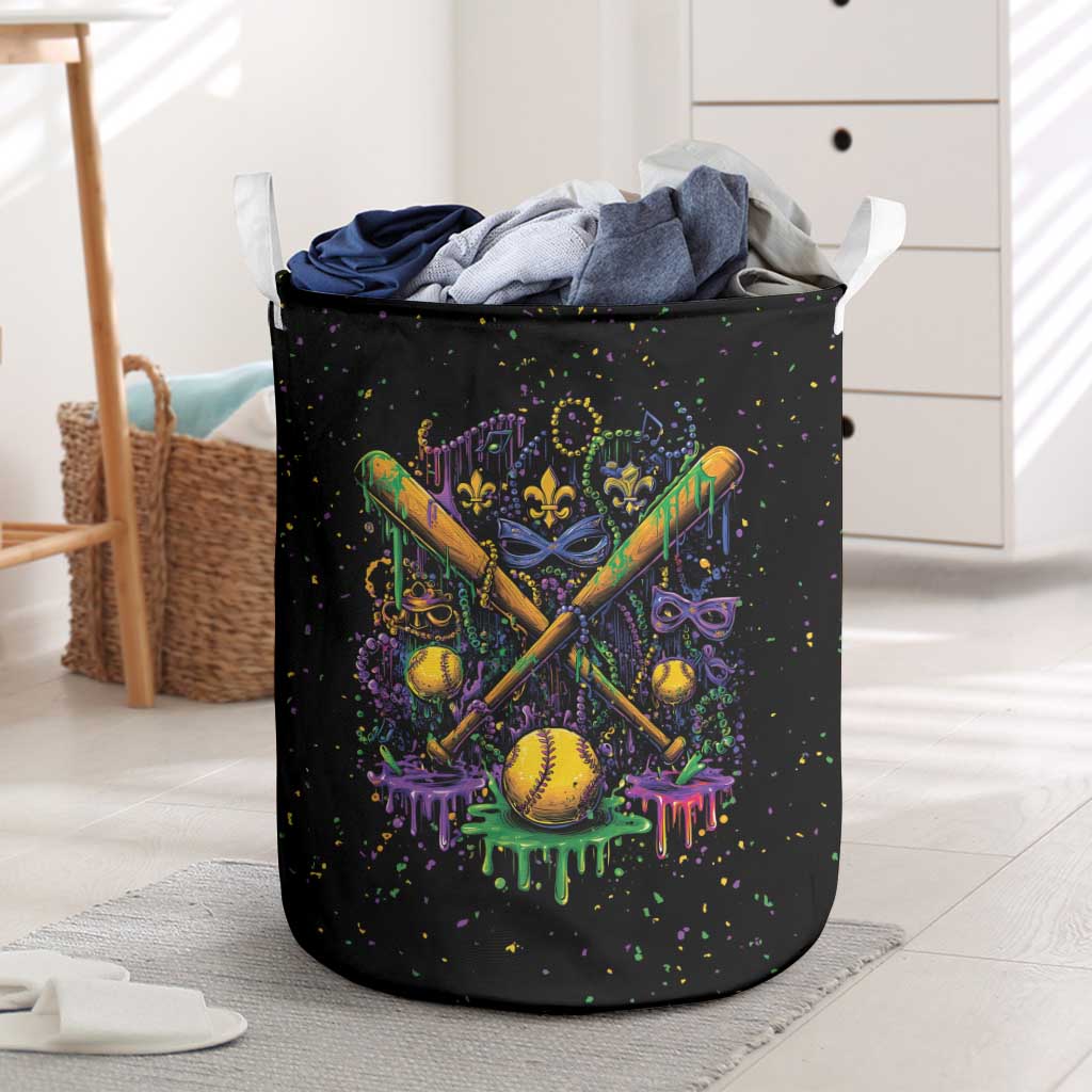 Mardi Gras Dripping Laundry Basket Baseball Ice Cream Drip - Wonder Print Shop