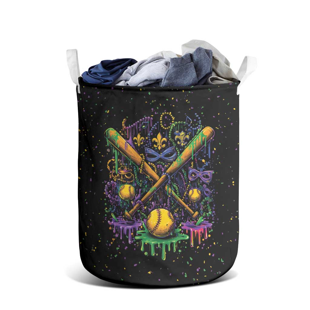Mardi Gras Dripping Laundry Basket Baseball Ice Cream Drip - Wonder Print Shop