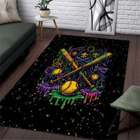 Mardi Gras Dripping Area Rug Baseball Ice Cream Drip - Wonder Print Shop