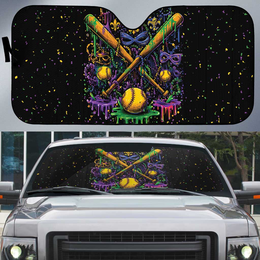 Mardi Gras Dripping Auto Sun Shade Baseball Ice Cream Drip - Wonder Print Shop