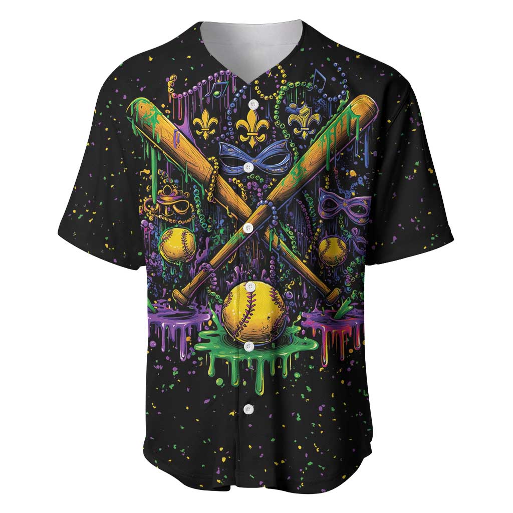 Mardi Gras Dripping Baseball Jersey Baseball Ice Cream Drip - Wonder Print Shop