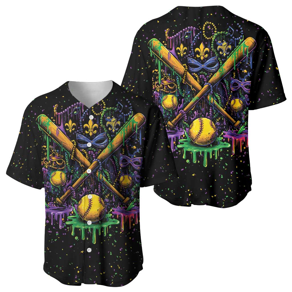 Mardi Gras Dripping Baseball Jersey Baseball Ice Cream Drip - Wonder Print Shop