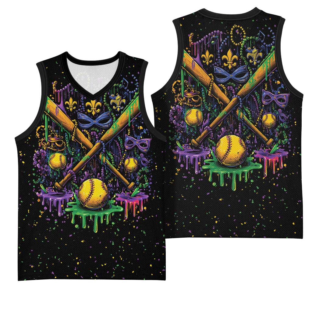 Mardi Gras Dripping Basketball Jersey Baseball Ice Cream Drip - Wonder Print Shop