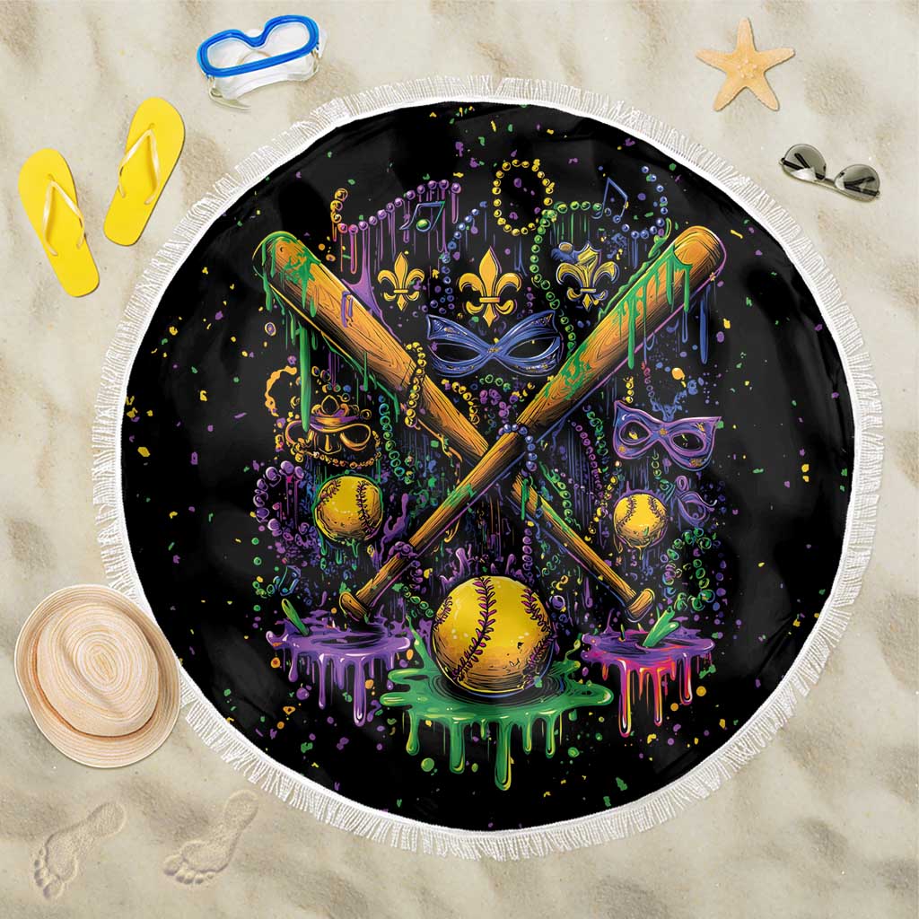 Mardi Gras Dripping Beach Blanket Baseball Ice Cream Drip - Wonder Print Shop