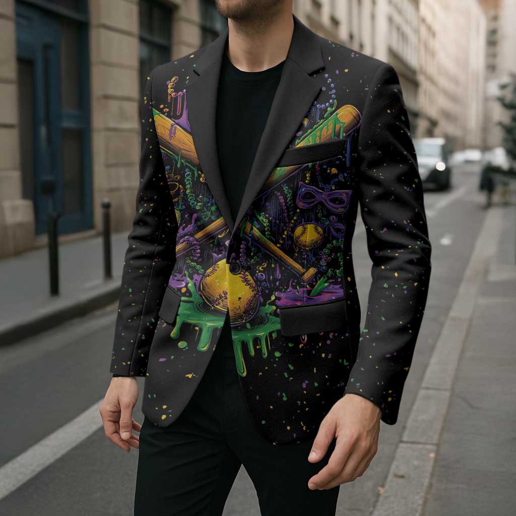 Mardi Gras Dripping Blazer Baseball Ice Cream Drip - Wonder Print Shop