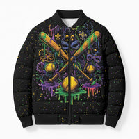 Mardi Gras Dripping Bomber Puffer Jacket Baseball Ice Cream Drip - Wonder Print Shop