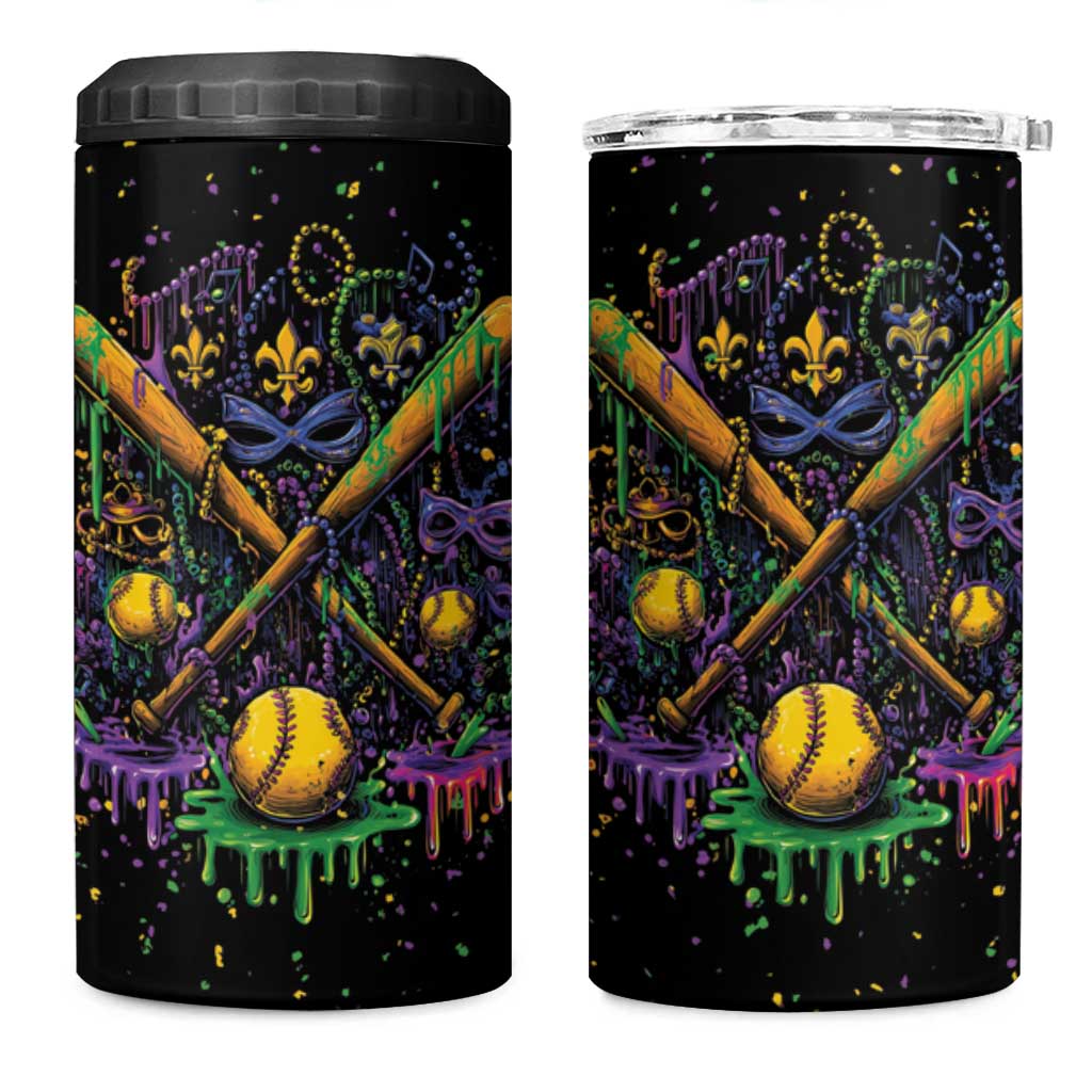 Mardi Gras Dripping 4 in 1 Can Cooler Tumbler Baseball Ice Cream Drip - Wonder Print Shop