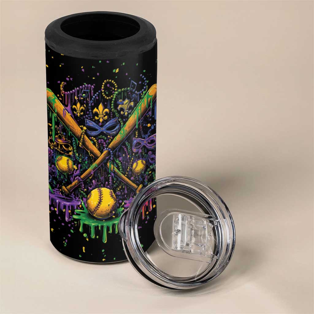 Mardi Gras Dripping 4 in 1 Can Cooler Tumbler Baseball Ice Cream Drip - Wonder Print Shop