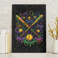 Mardi Gras Dripping Canvas Wall Art Baseball Ice Cream Drip - Wonder Print Shop