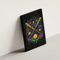 Mardi Gras Dripping Canvas Wall Art Baseball Ice Cream Drip - Wonder Print Shop