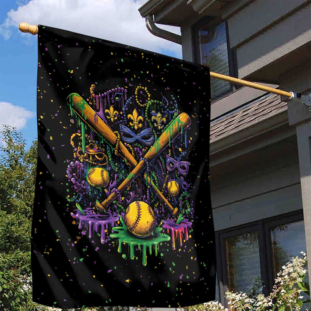 Mardi Gras Dripping Garden Flag Baseball Ice Cream Drip - Wonder Print Shop
