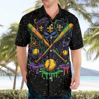 Mardi Gras Dripping Hawaiian Shirt Baseball Ice Cream Drip - Wonder Print Shop