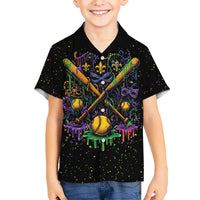 Mardi Gras Dripping Hawaiian Shirt Baseball Ice Cream Drip - Wonder Print Shop