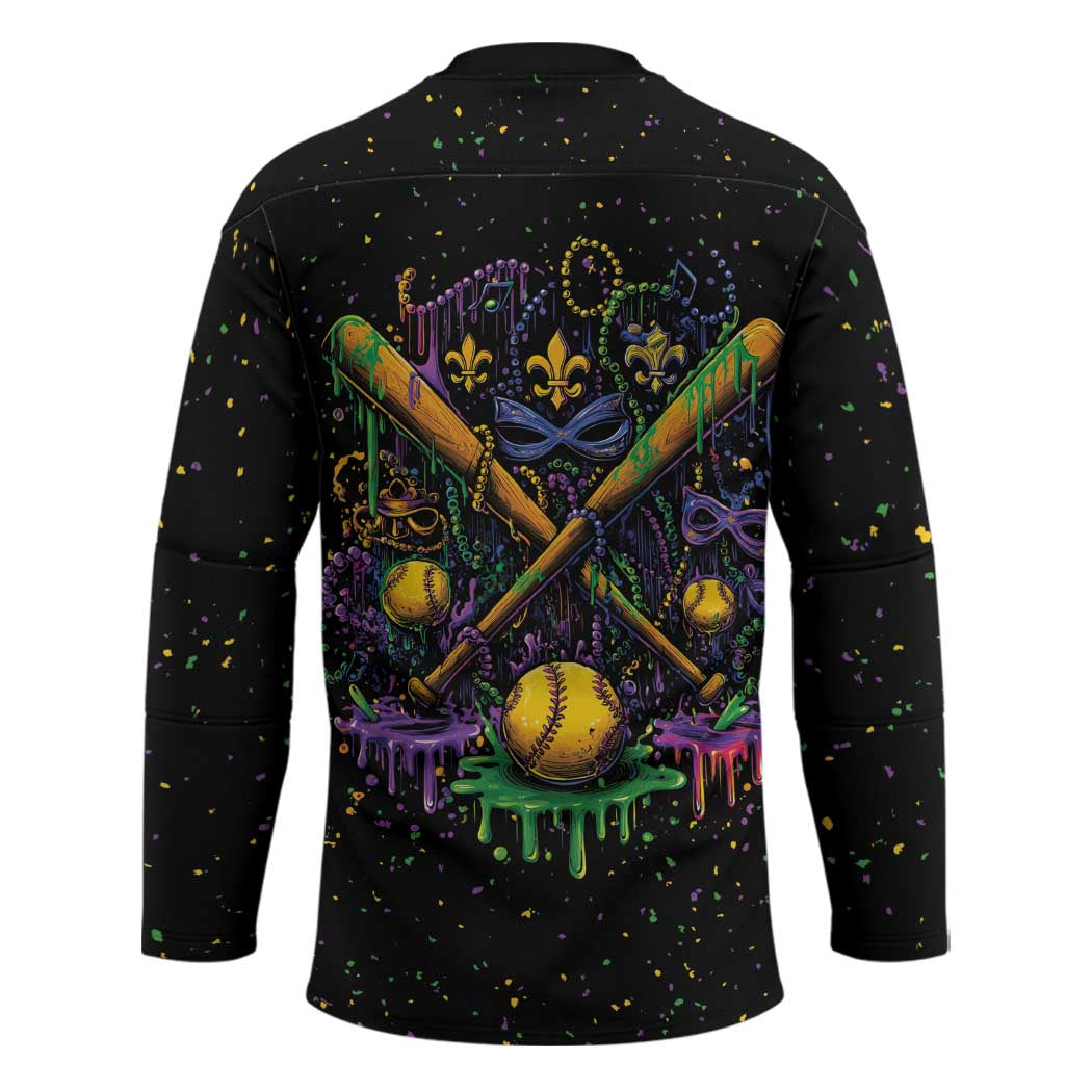 Mardi Gras Dripping Hockey Jersey Baseball Ice Cream Drip - Wonder Print Shop