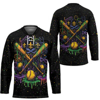 Mardi Gras Dripping Hockey Jersey Baseball Ice Cream Drip - Wonder Print Shop