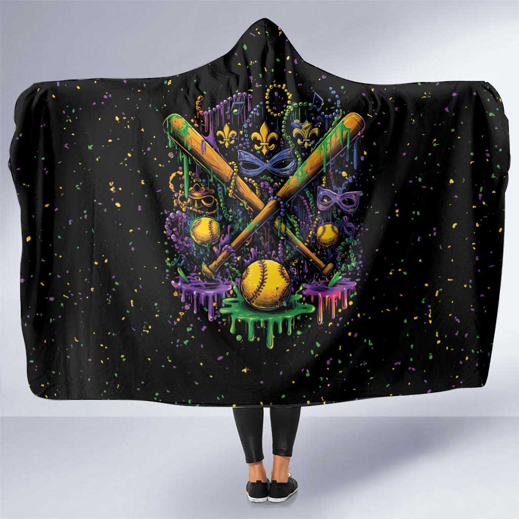 Mardi Gras Dripping Hooded Blanket Baseball Ice Cream Drip - Wonder Print Shop