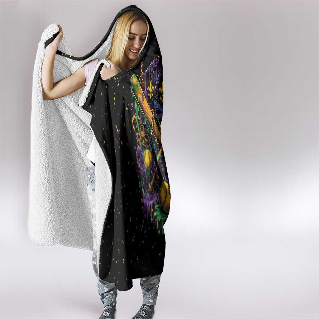 Mardi Gras Dripping Hooded Blanket Baseball Ice Cream Drip - Wonder Print Shop