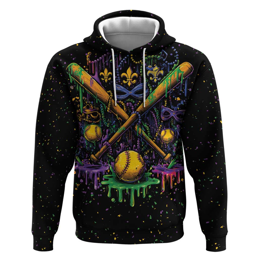 Mardi Gras Dripping Hoodie Baseball Ice Cream Drip - Wonder Print Shop