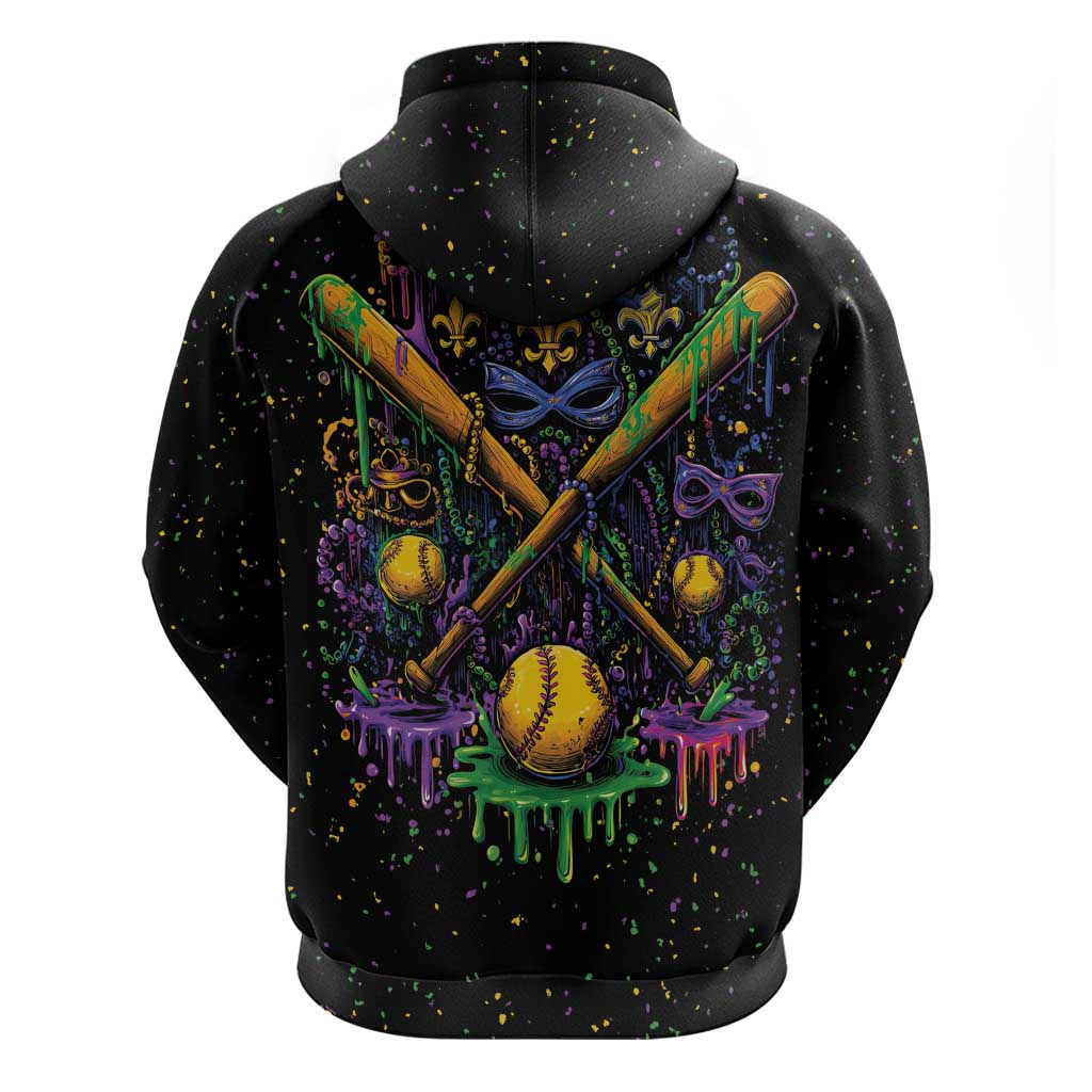 Mardi Gras Dripping Hoodie Baseball Ice Cream Drip - Wonder Print Shop