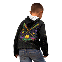 Mardi Gras Dripping Kid Hoodie Baseball Ice Cream Drip - Wonder Print Shop