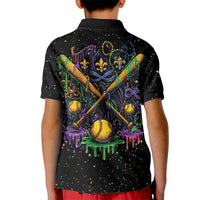 Mardi Gras Dripping Kid Polo Shirt Baseball Ice Cream Drip - Wonder Print Shop