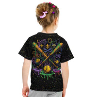 Mardi Gras Dripping Kid T Shirt Baseball Ice Cream Drip - Wonder Print Shop