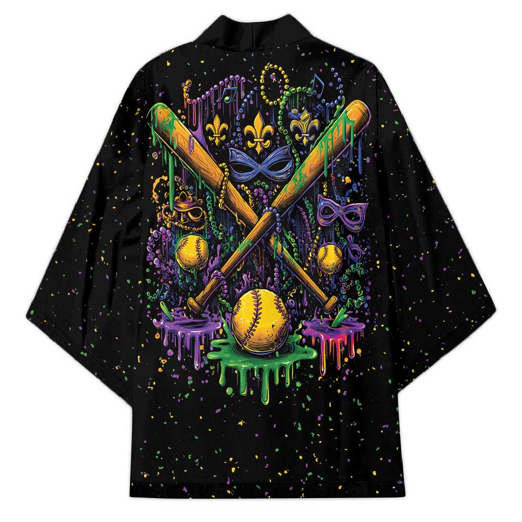 Mardi Gras Dripping Kimono Baseball Ice Cream Drip - Wonder Print Shop