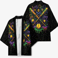 Mardi Gras Dripping Kimono Baseball Ice Cream Drip - Wonder Print Shop