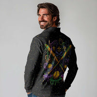 Mardi Gras Dripping Long Sleeve Polo Shirt Baseball Ice Cream Drip - Wonder Print Shop