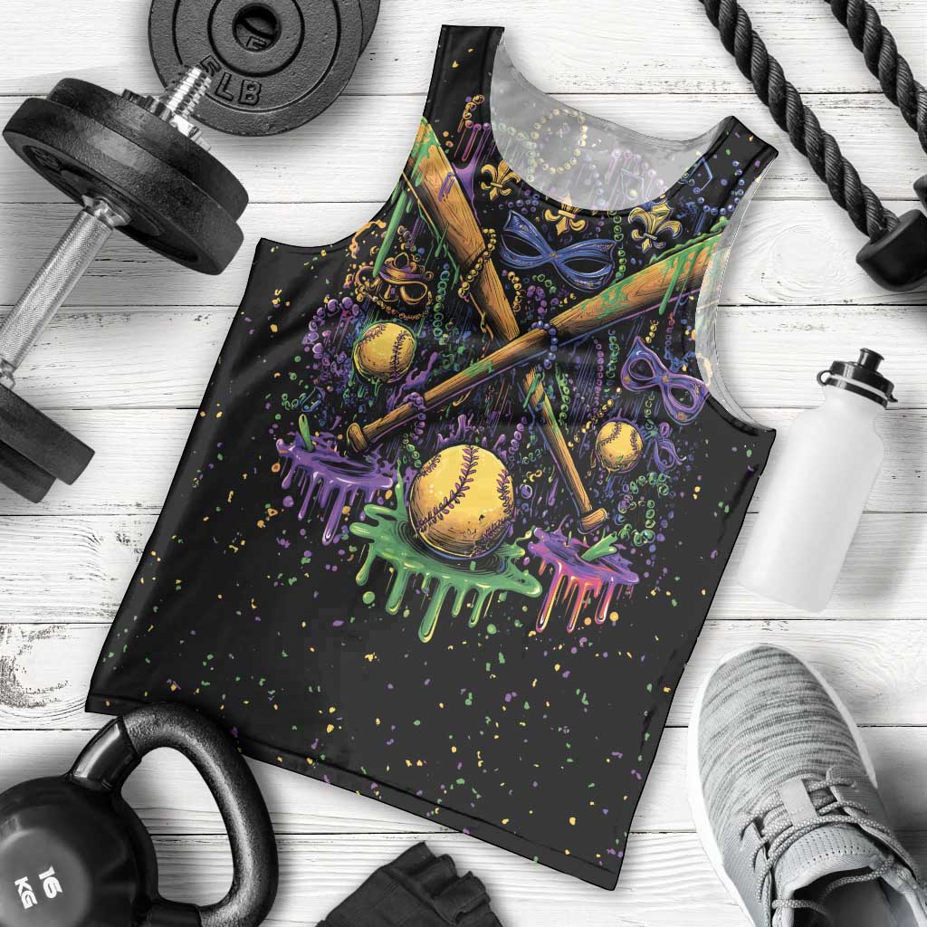 Mardi Gras Dripping Men Tank Top Baseball Ice Cream Drip - Wonder Print Shop
