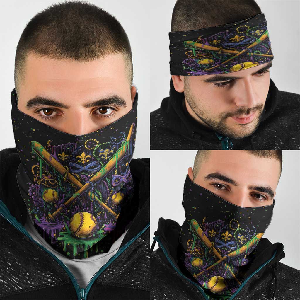 Mardi Gras Dripping Neck Gaiter Baseball Ice Cream Drip - Wonder Print Shop