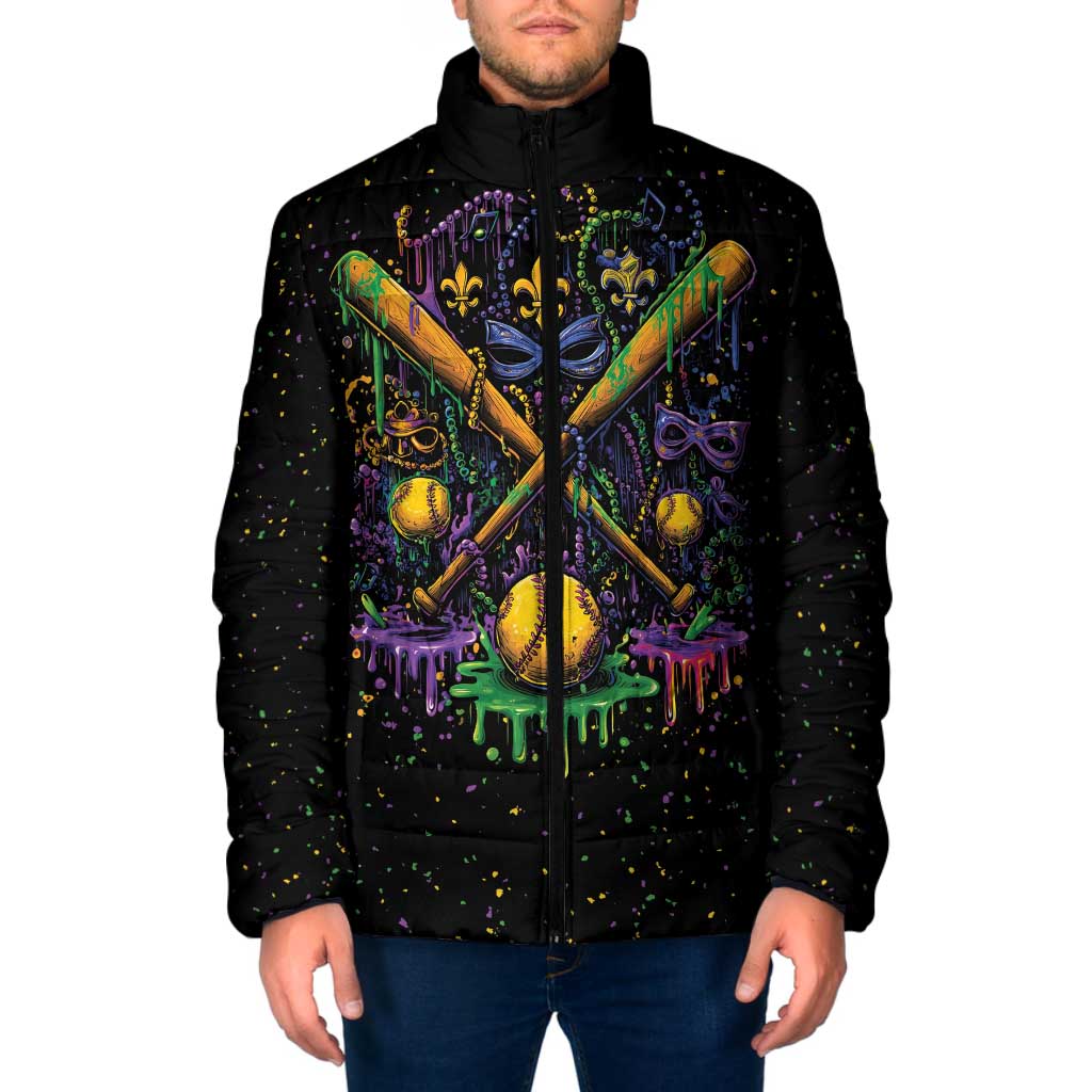 Mardi Gras Dripping Padded Jacket Baseball Ice Cream Drip - Wonder Print Shop
