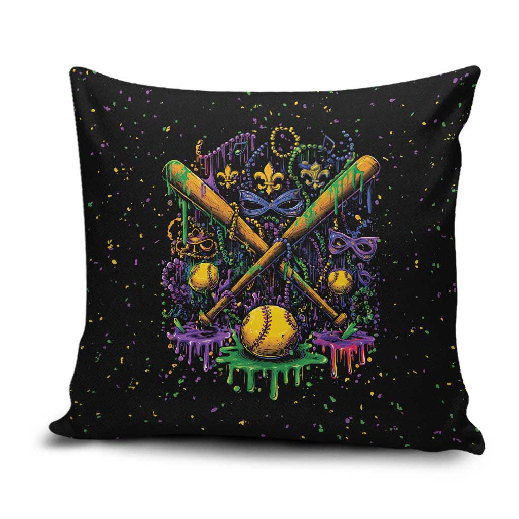 Mardi Gras Dripping Pillow Cover Baseball Ice Cream Drip - Wonder Print Shop
