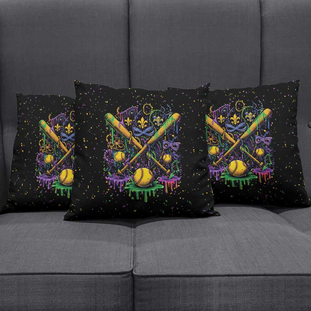 Mardi Gras Dripping Pillow Cover Baseball Ice Cream Drip - Wonder Print Shop