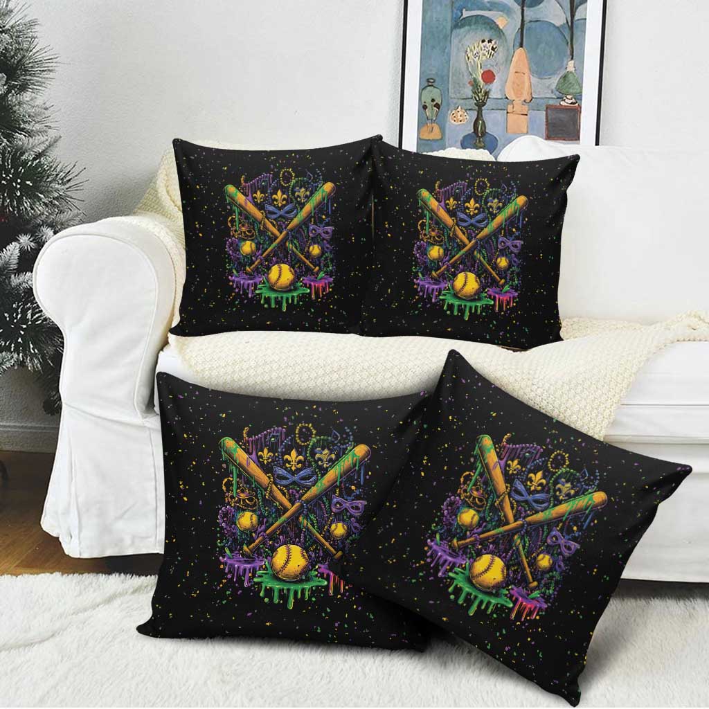 Mardi Gras Dripping Pillow Cover Baseball Ice Cream Drip - Wonder Print Shop