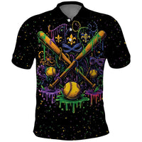 Mardi Gras Dripping Polo Shirt Baseball Ice Cream Drip - Wonder Print Shop