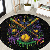 Mardi Gras Dripping Round Carpet Baseball Ice Cream Drip - Wonder Print Shop