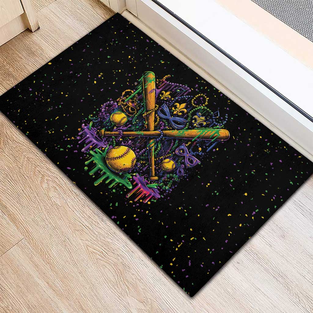 Mardi Gras Dripping Rubber Doormat Baseball Ice Cream Drip - Wonder Print Shop