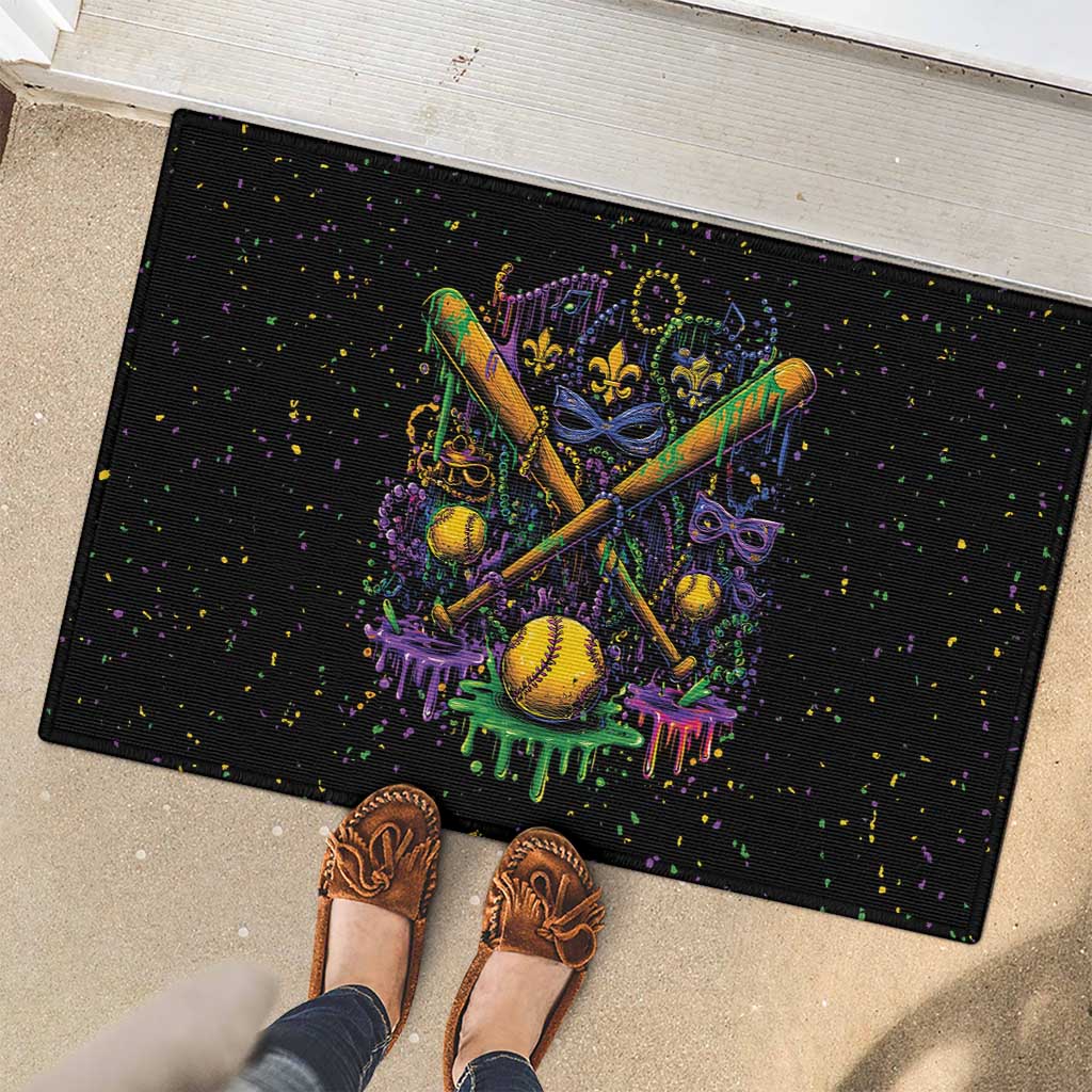 Mardi Gras Dripping Rubber Doormat Baseball Ice Cream Drip - Wonder Print Shop