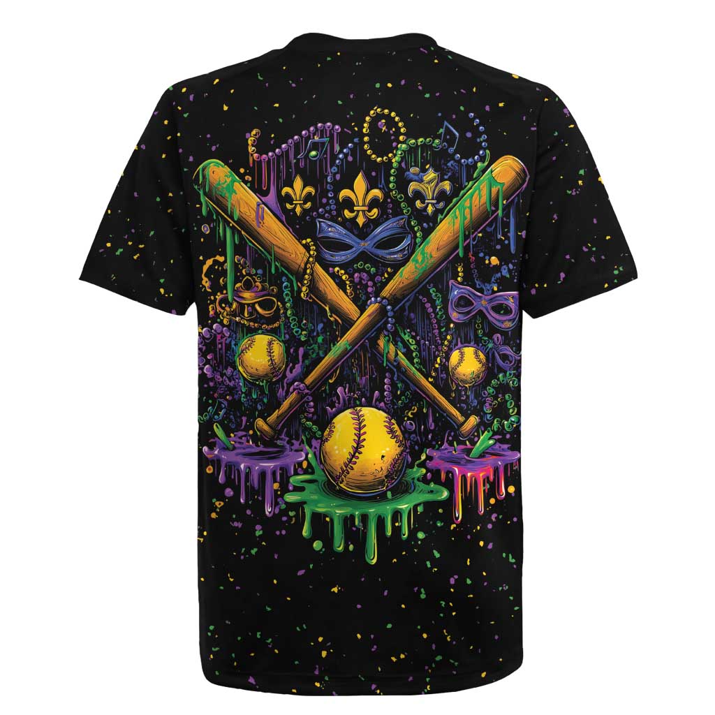 Mardi Gras Dripping Rugby Jersey Baseball Ice Cream Drip - Wonder Print Shop