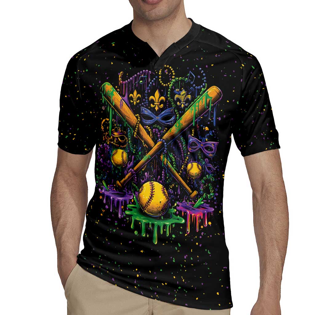 Mardi Gras Dripping Rugby Jersey Baseball Ice Cream Drip - Wonder Print Shop