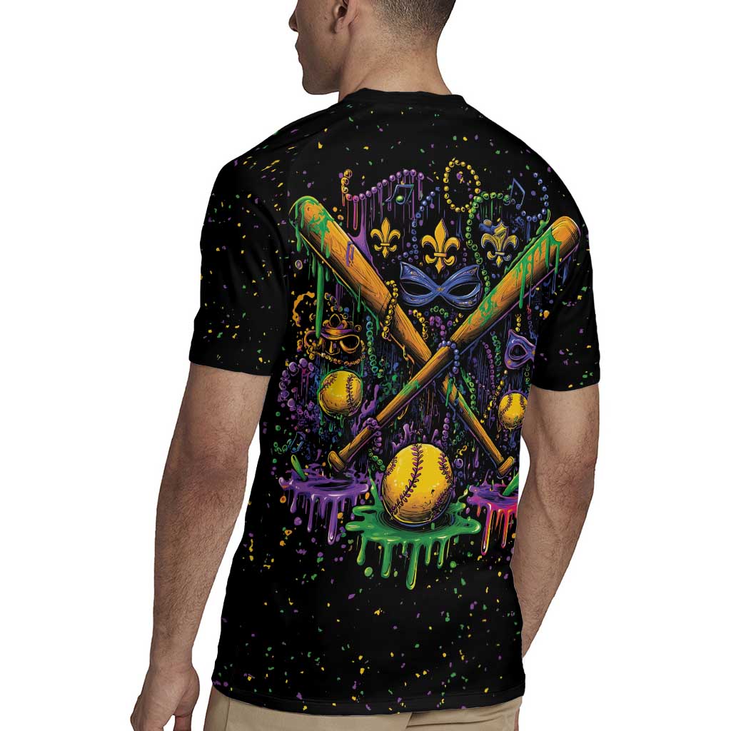 Mardi Gras Dripping Rugby Jersey Baseball Ice Cream Drip - Wonder Print Shop