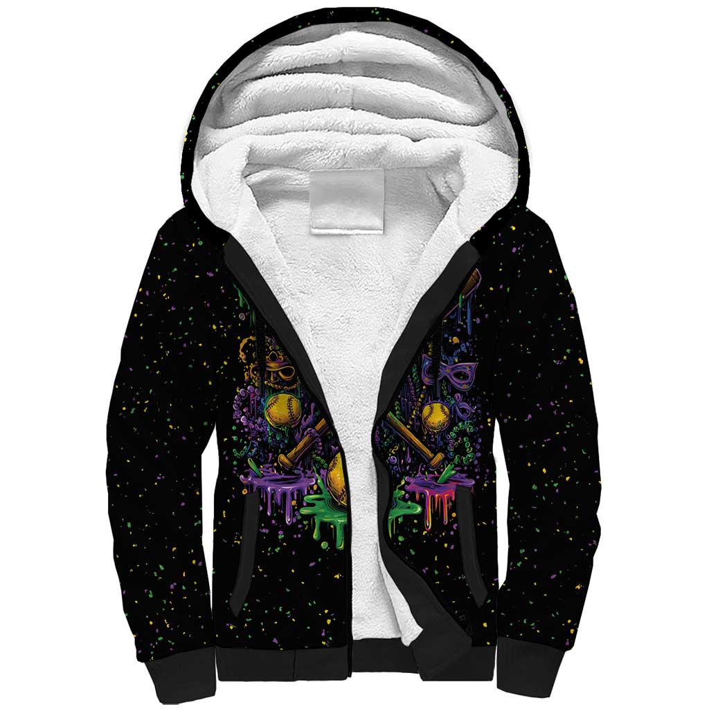 Mardi Gras Dripping Sherpa Hoodie Baseball Ice Cream Drip - Wonder Print Shop