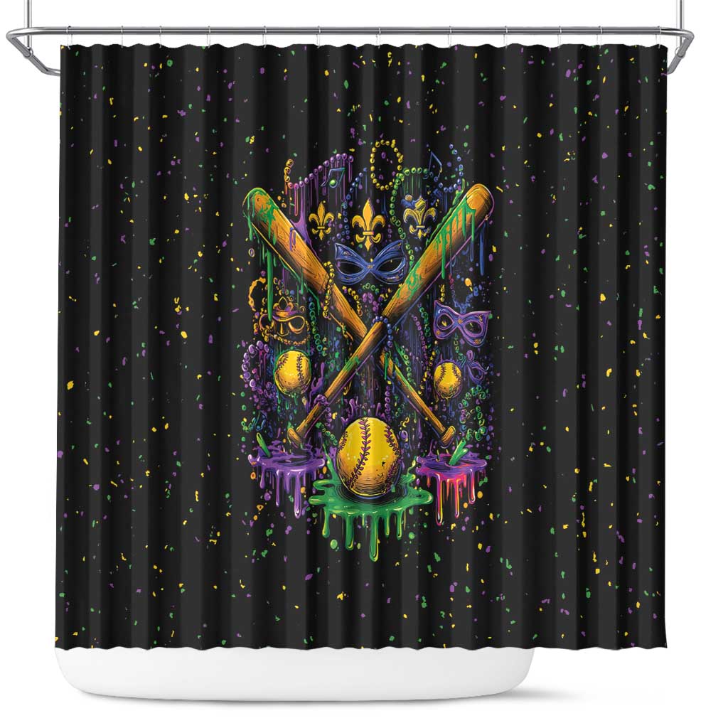Mardi Gras Dripping Shower Curtain Baseball Ice Cream Drip - Wonder Print Shop