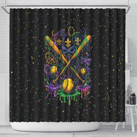 Mardi Gras Dripping Shower Curtain Baseball Ice Cream Drip - Wonder Print Shop
