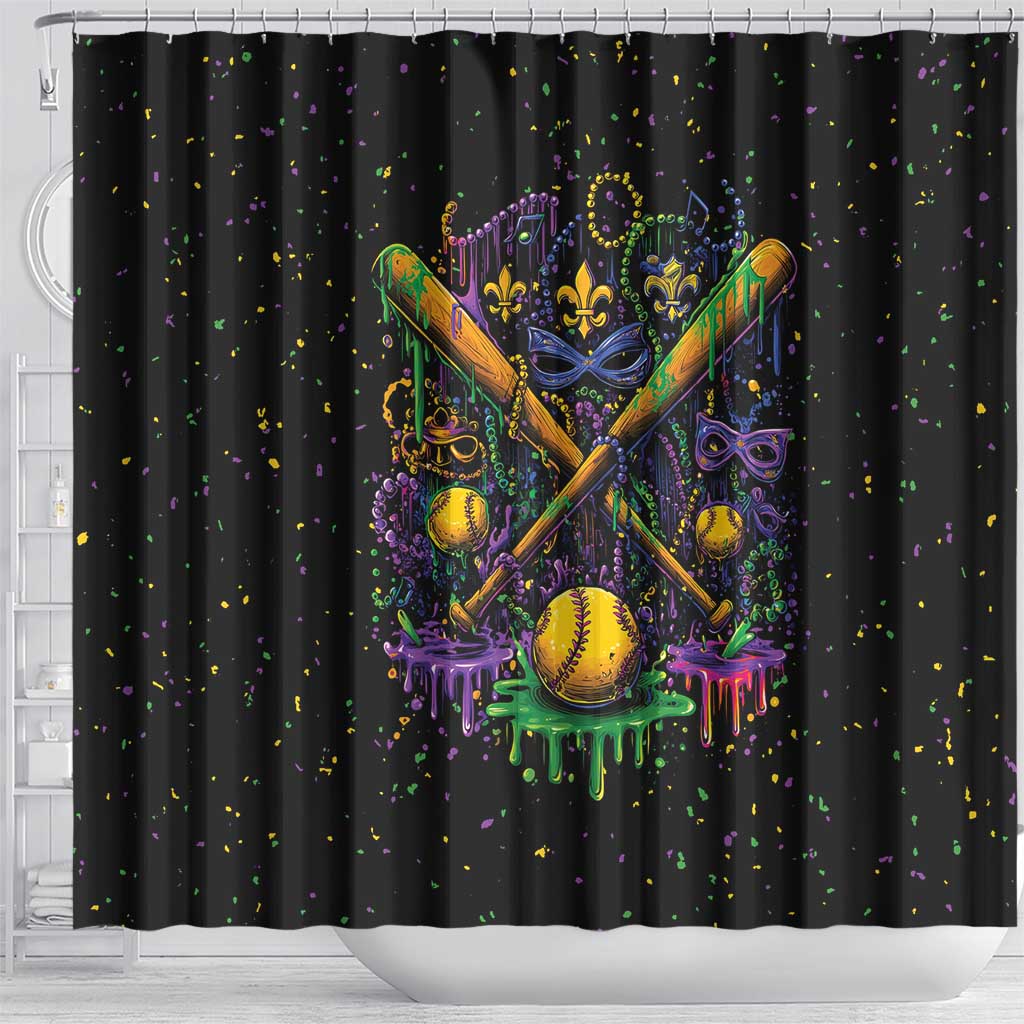 Mardi Gras Dripping Shower Curtain Baseball Ice Cream Drip - Wonder Print Shop