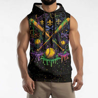 Mardi Gras Dripping Sleeveless Hoodie Baseball Ice Cream Drip - Wonder Print Shop
