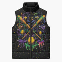 Mardi Gras Dripping Sleeveless Puffer Jacket Baseball Ice Cream Drip - Wonder Print Shop