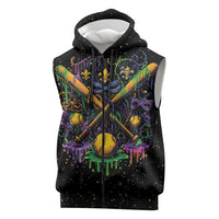 Mardi Gras Dripping Sleeveless Zip Hoodie Baseball Ice Cream Drip - Wonder Print Shop