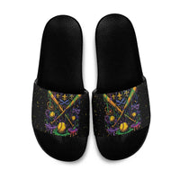 Mardi Gras Dripping Slide Sandals Baseball Ice Cream Drip - Wonder Print Shop